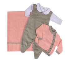 Saída De Maternidade Menina Rosa Tricô Luxo 4 Peças