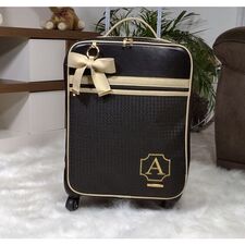Mala Bebê  Customizada com Rodinhas e Laço