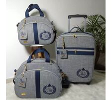 Kit Personalizado Linho cinza com azul marinho