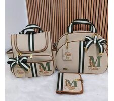 Bolsas Maternidade Linho Bege com Verde