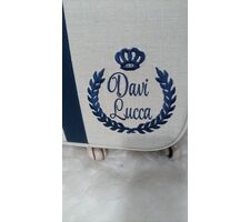 BOLSAS PARA MATERNIDADE LINHO  CRU COM AZUL MARINHO - 76848